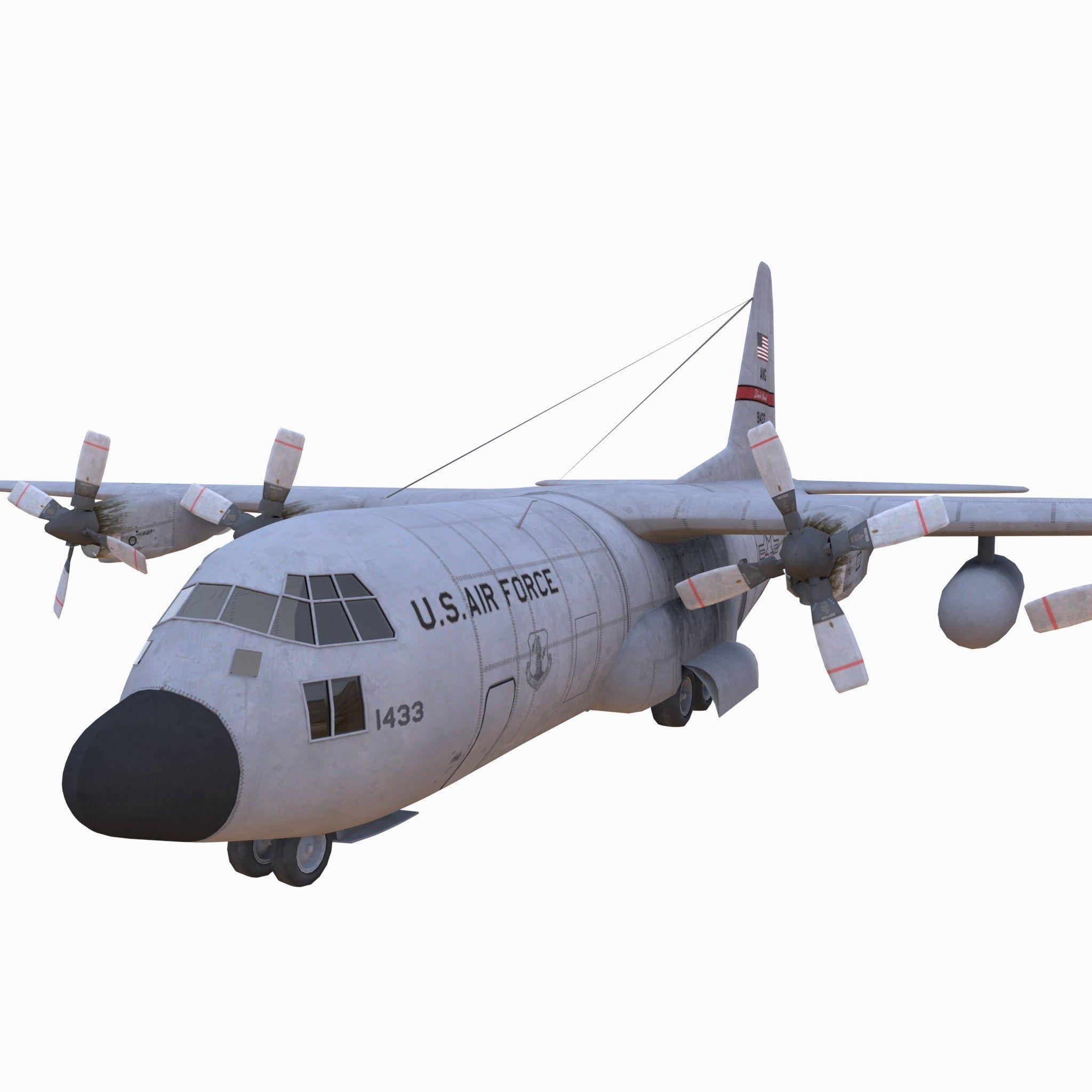 Military C-130 Low-poly 3D model_1