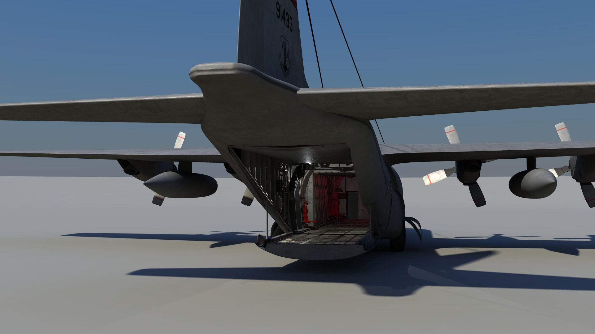 Military C-130 Low-poly 3D model_7