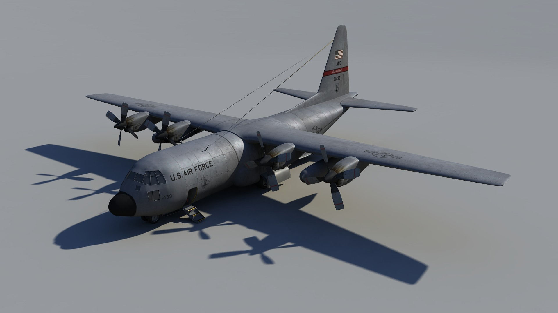 Military C-130 Low-poly 3D model_5