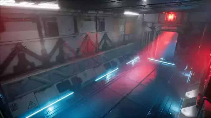 Pro-TEK Sci-Fi Horror Corridor in Space Low-poly 3D model