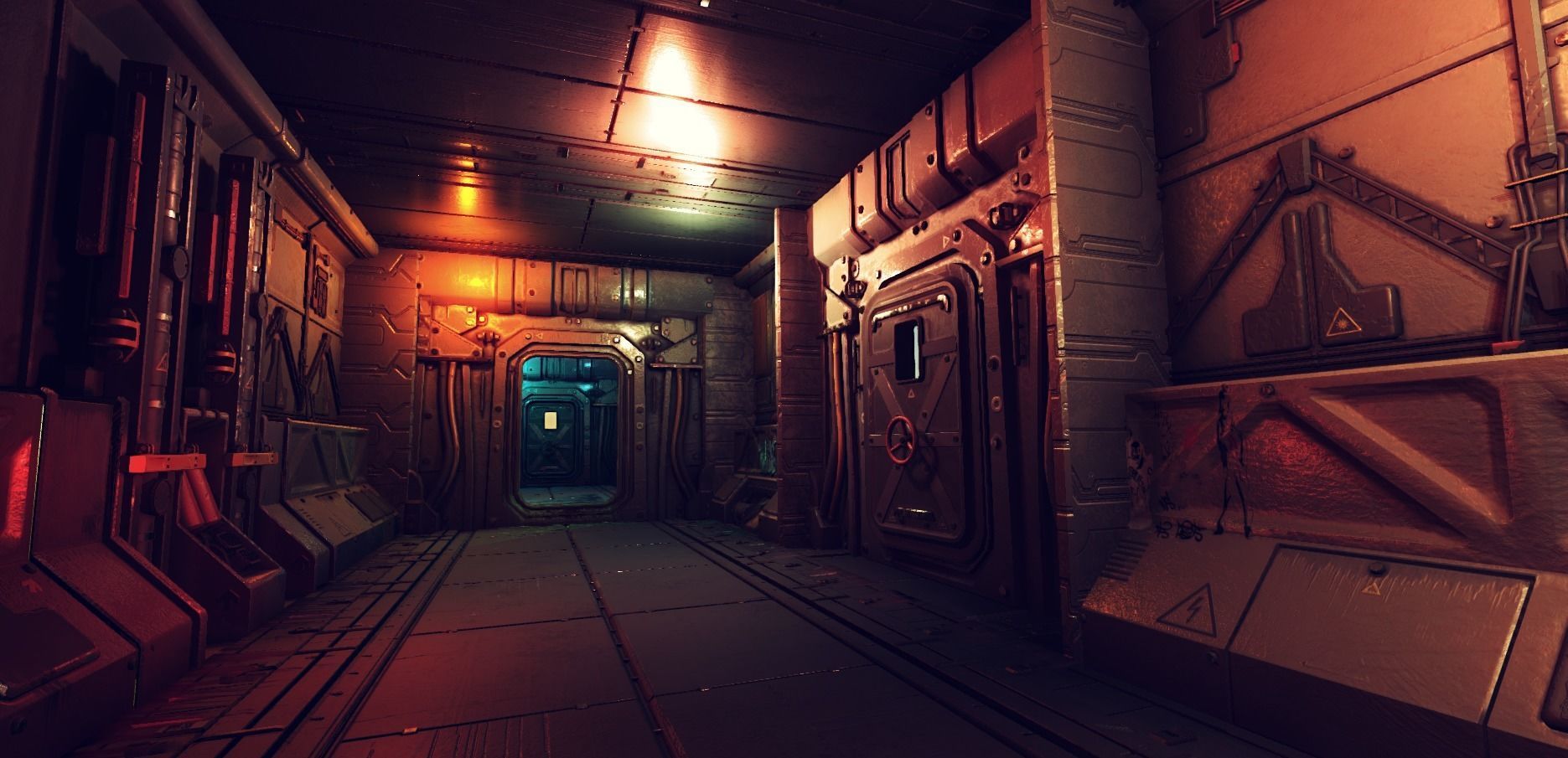 Pro-TEK Sci-Fi Horror Corridor in Space Low-poly 3D model_24