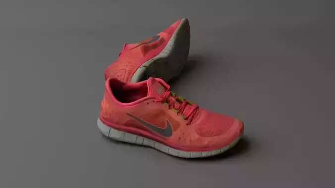 Worn Nike Free Run 3 sneaker shoe low poly 3D model