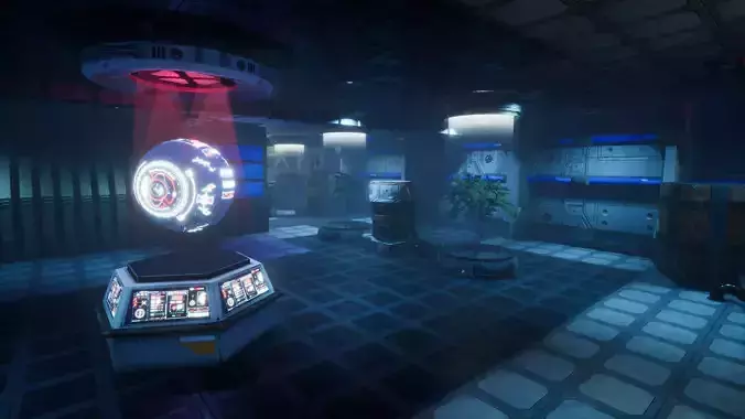 Pro-TEK Sci-Fi Laboratory Interior with Hologram Low-poly 3D model