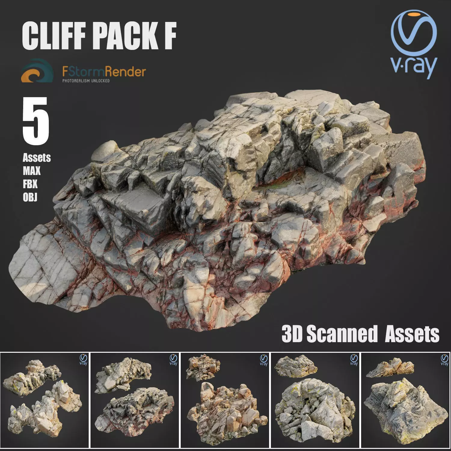 Cliff pack F bundle 3D model_0