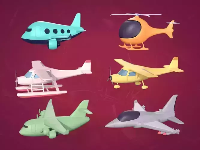 Cartoon Aircraft Pack --- Airplane - Plane - Helicopter - Cargo