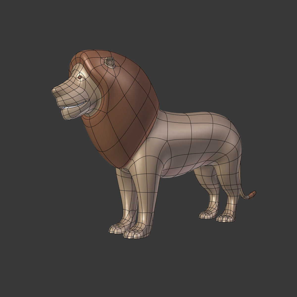 Low Poly Cartoon Lion Low-poly 3D model_11