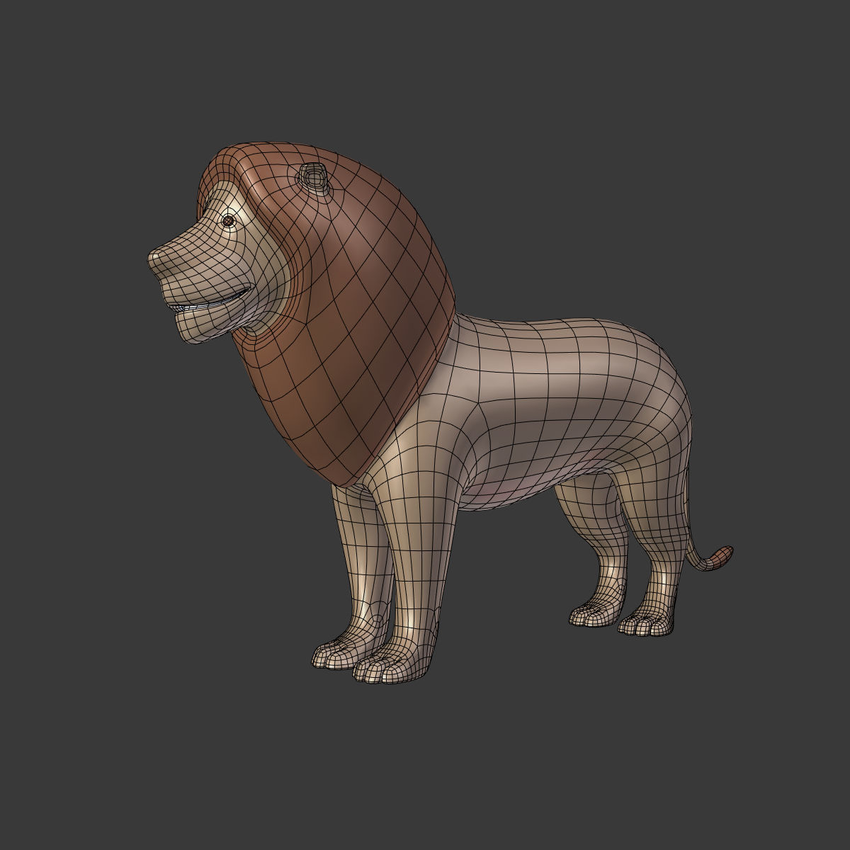 Low Poly Cartoon Lion Low-poly 3D model_6