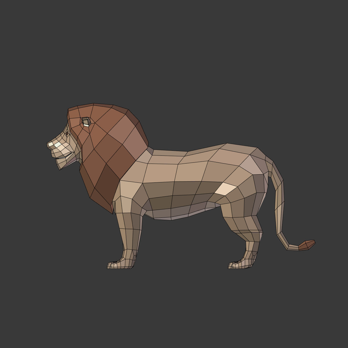 Low Poly Cartoon Lion Low-poly 3D model_22