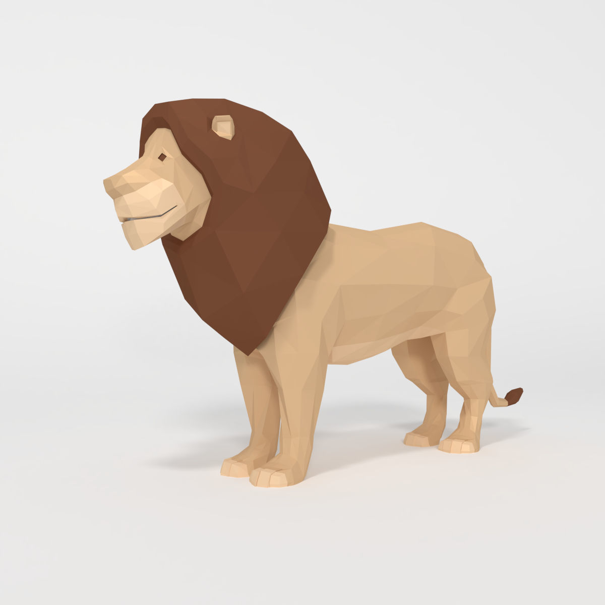 Low Poly Cartoon Lion Low-poly 3D model_1