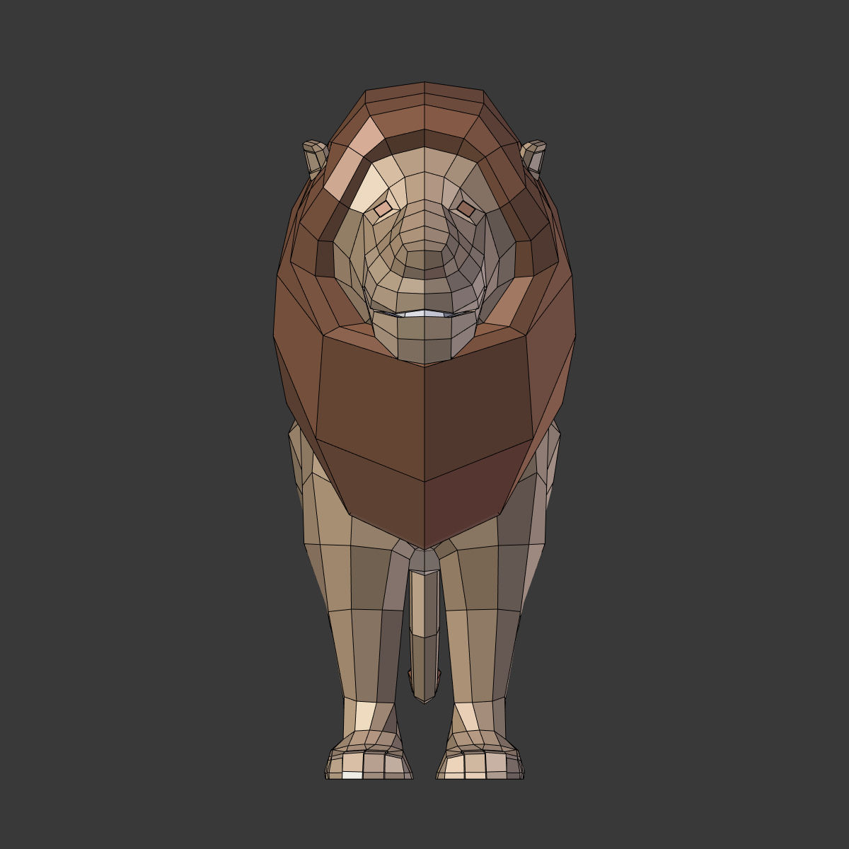 Low Poly Cartoon Lion Low-poly 3D model_13