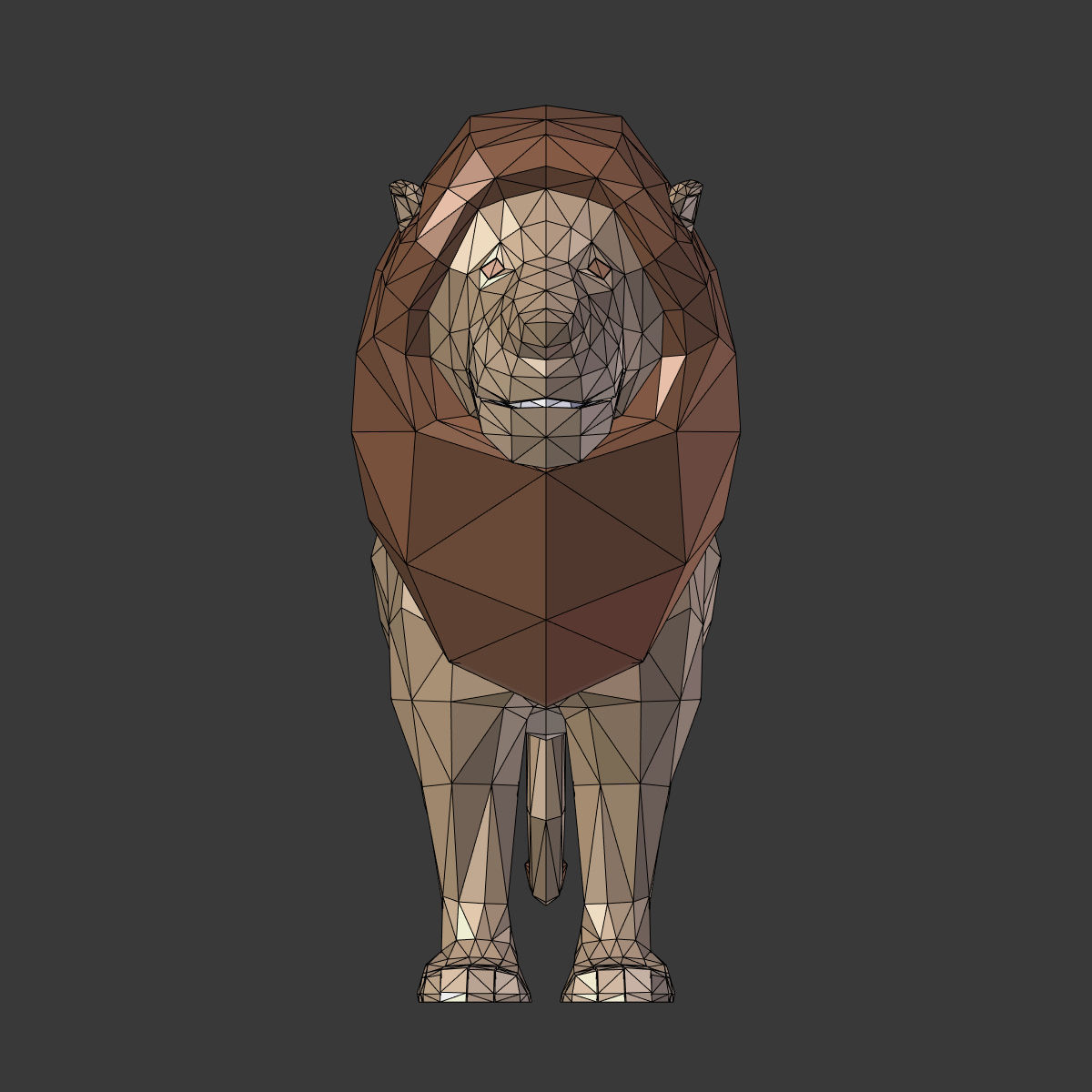 Low Poly Cartoon Lion Low-poly 3D model_16