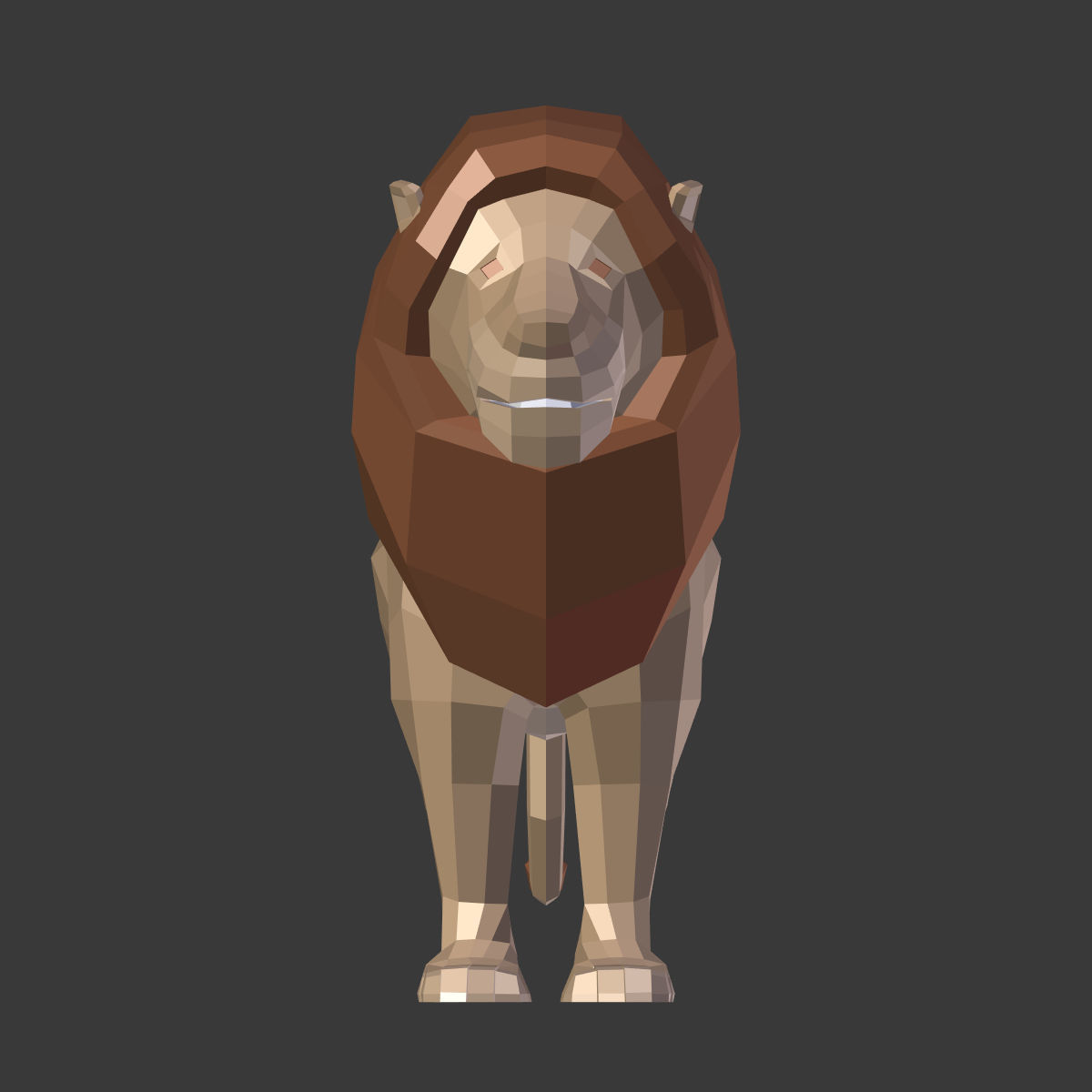 Low Poly Cartoon Lion Low-poly 3D model_10