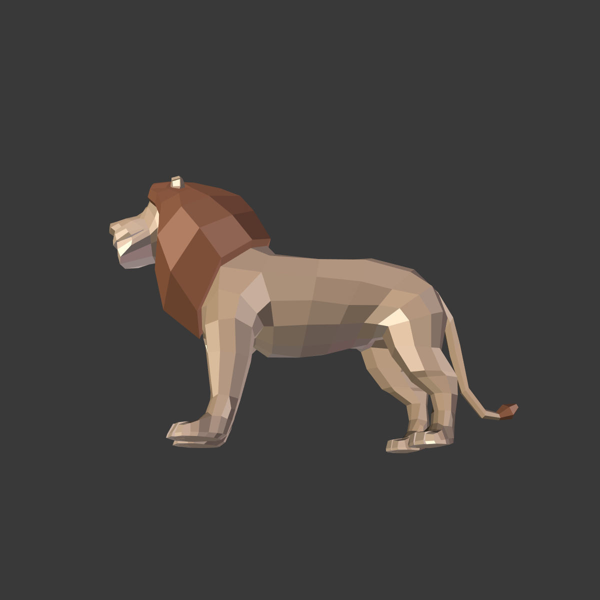 Low Poly Cartoon Lion Low-poly 3D model_17