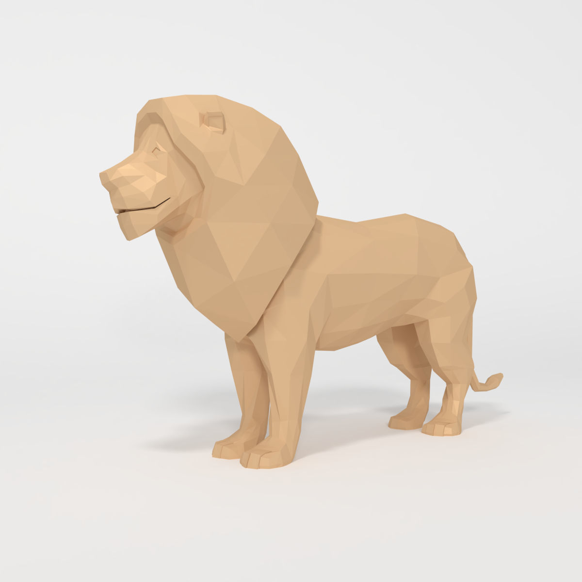 Low Poly Cartoon Lion Low-poly 3D model_3