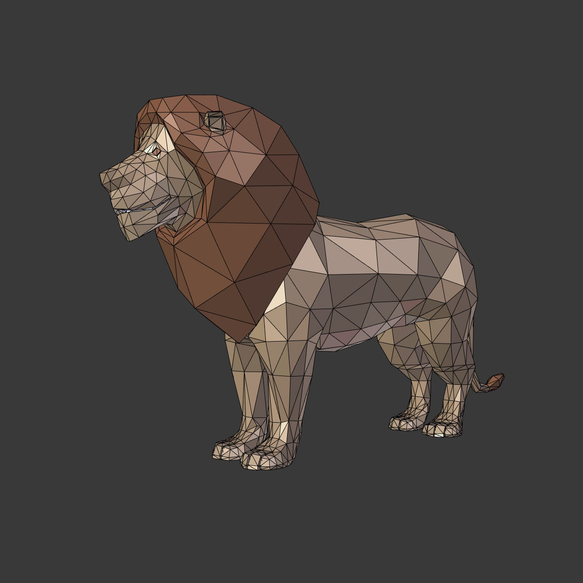 Low Poly Cartoon Lion Low-poly 3D model_5