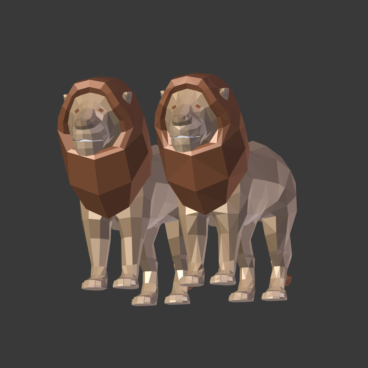 Low Poly Cartoon Lion Low-poly 3D model_21