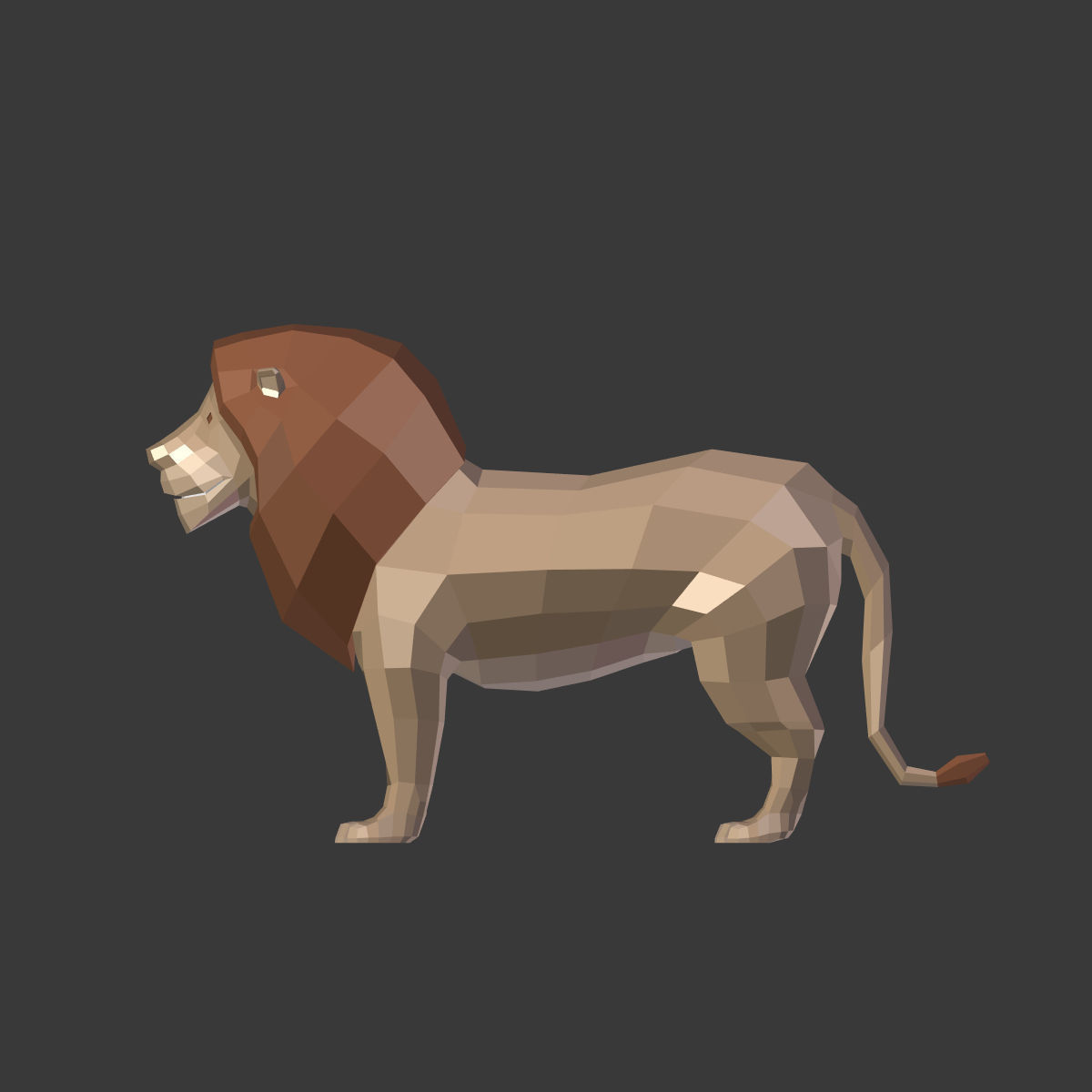 Low Poly Cartoon Lion Low-poly 3D model_23