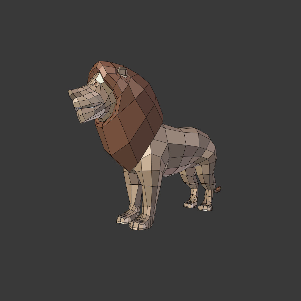 Low Poly Cartoon Lion Low-poly 3D model_15