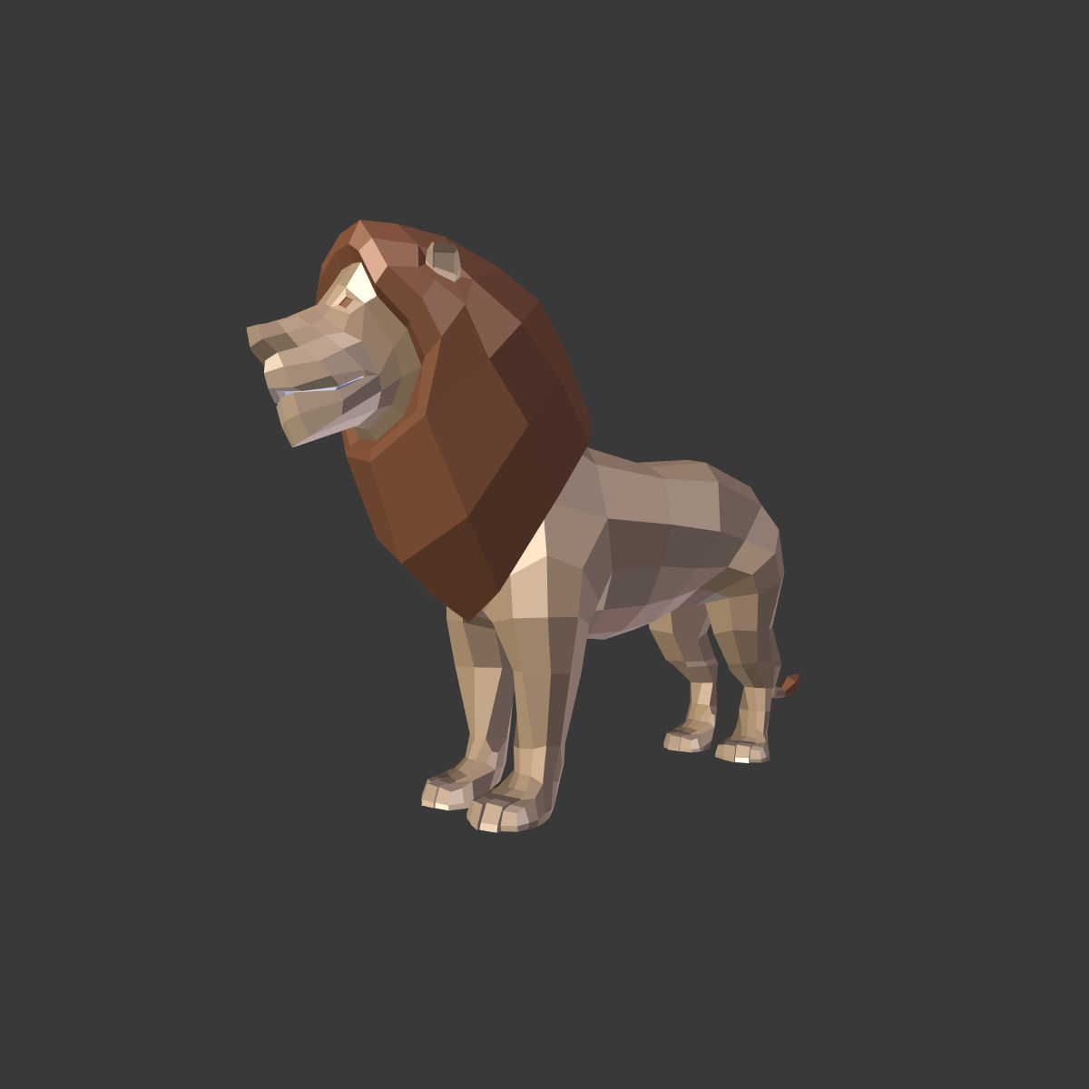 Low Poly Cartoon Lion Low-poly 3D model_12
