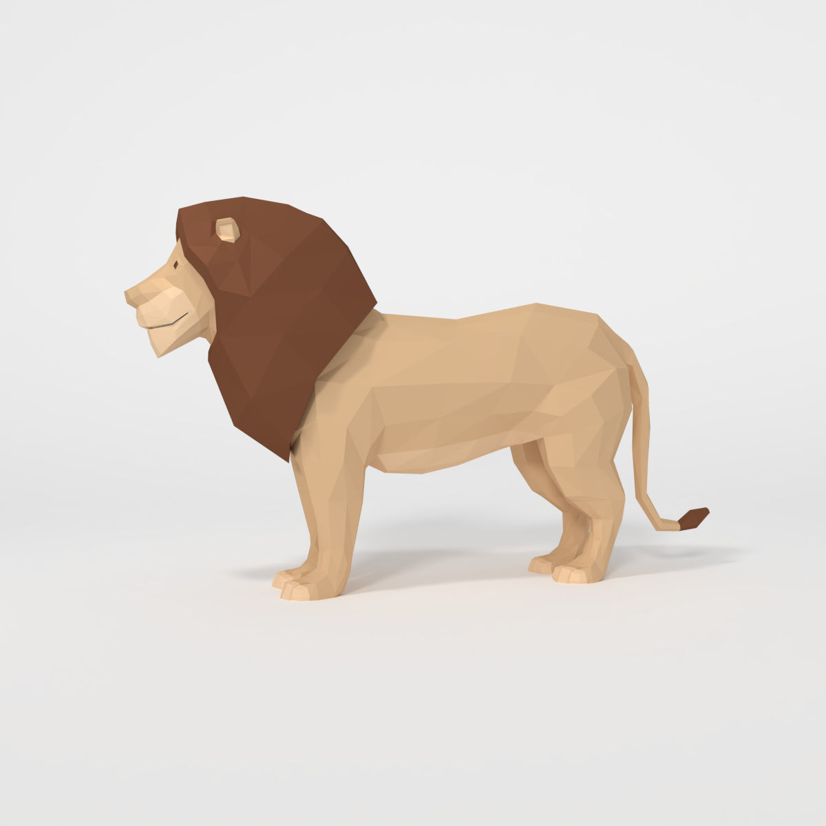 Low Poly Cartoon Lion Low-poly 3D model_7