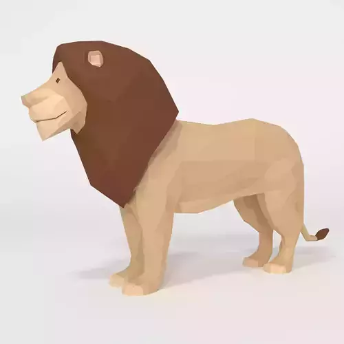Low Poly Cartoon Lion