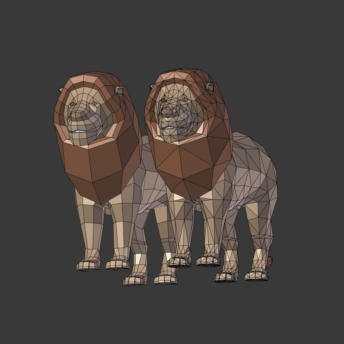 Low Poly Cartoon Lion Low-poly 3D model_24
