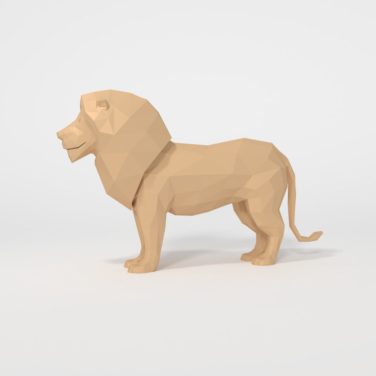 Low Poly Cartoon Lion Low-poly 3D model_9