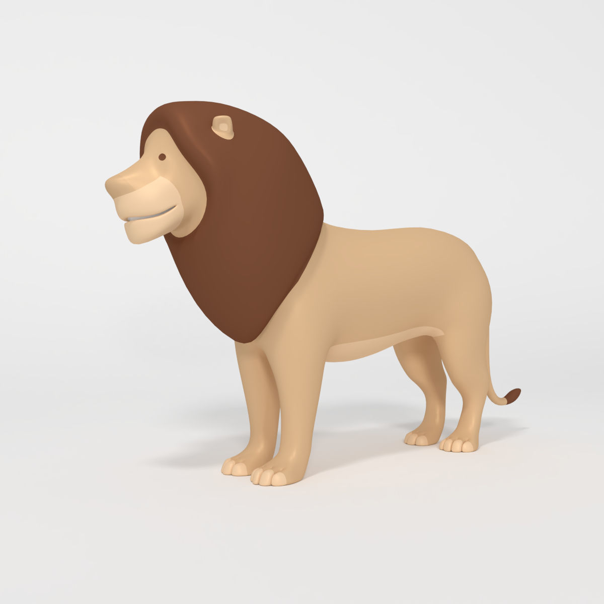 Low Poly Cartoon Lion Low-poly 3D model_4