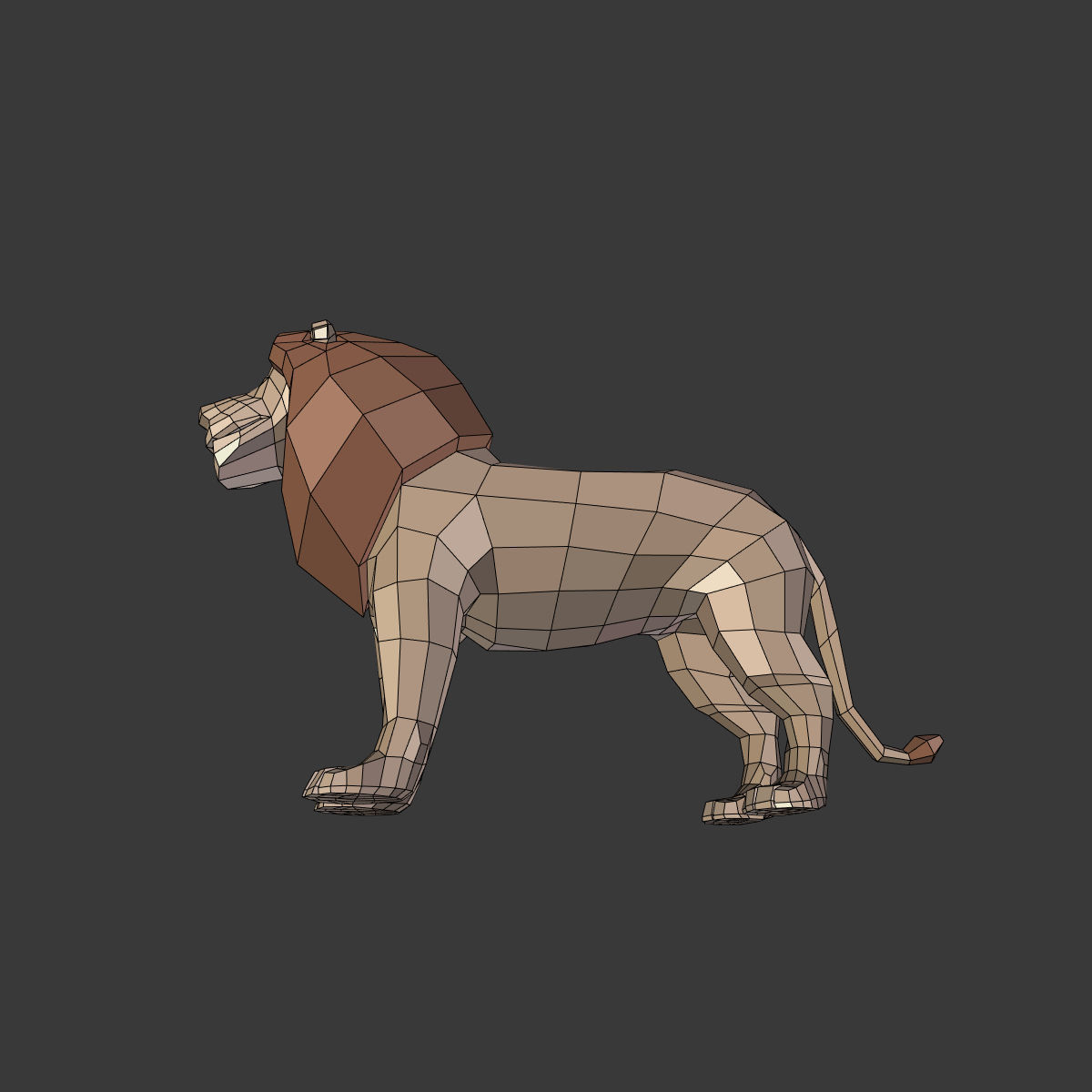 Low Poly Cartoon Lion Low-poly 3D model_18