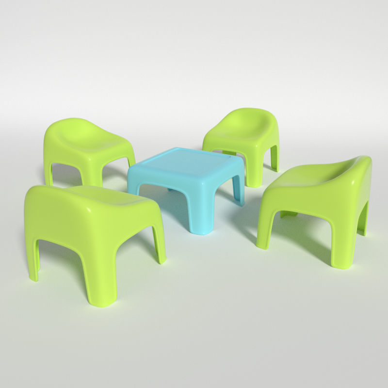3D model Chair Table Monobloc for Kids VR / AR / lowpoly CGTrader