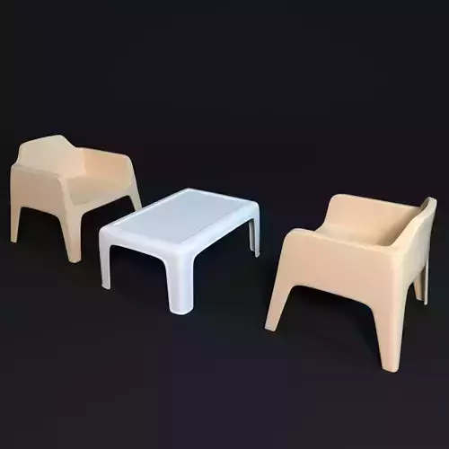 Lawn Chair Low-poly 3D model