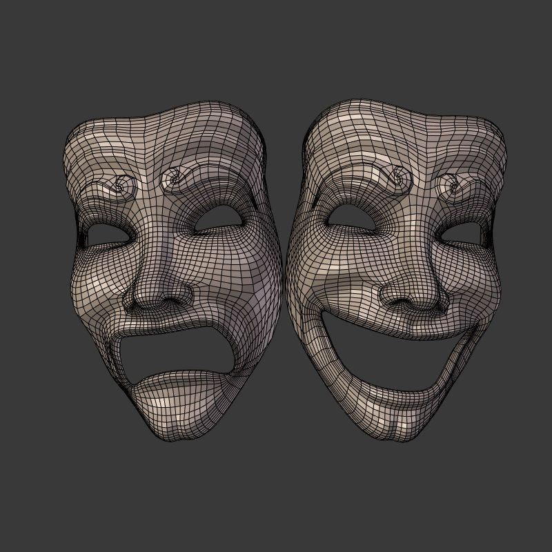 Theater Mask 3D model_3