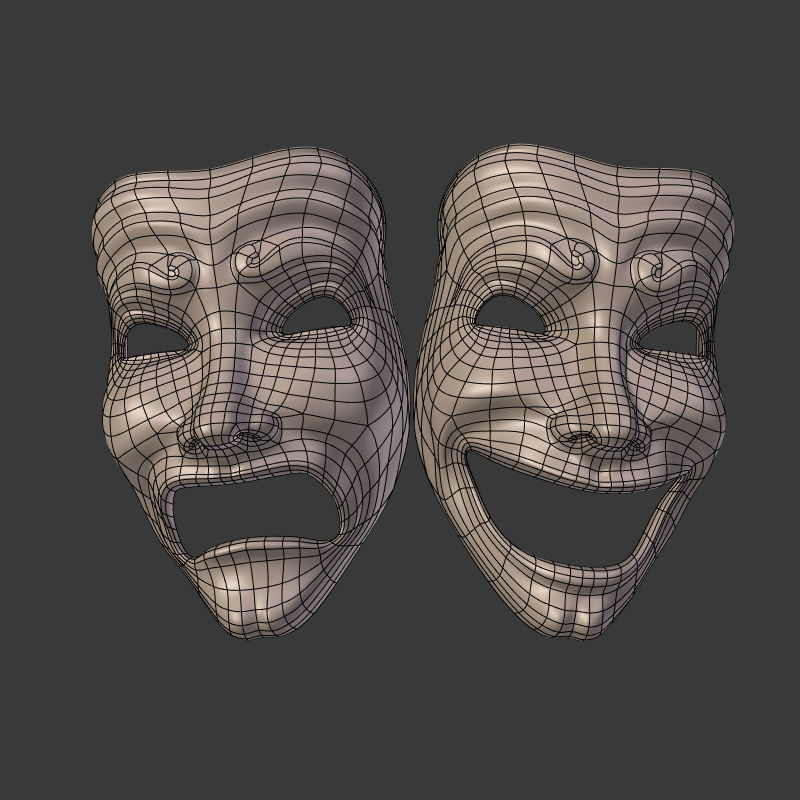 Theater Mask 3D model_2