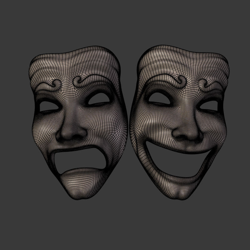 Theater Mask 3D model_4