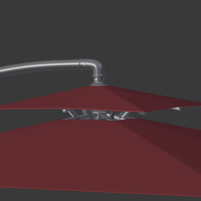 Patio Umbrella Low-poly 3D model_11