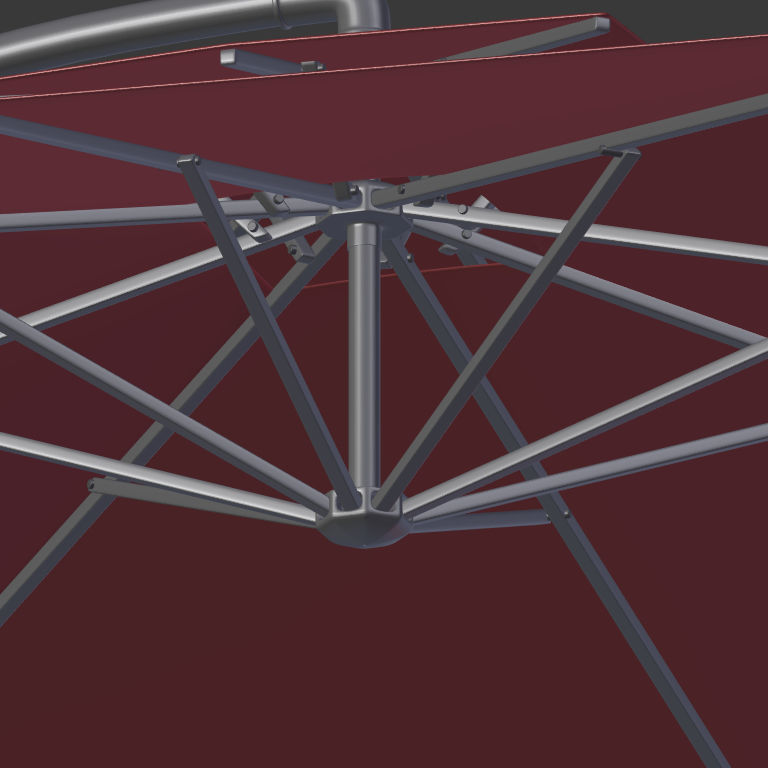 Patio Umbrella Low-poly 3D model_13