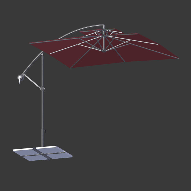 Patio Umbrella Low-poly 3D model_9