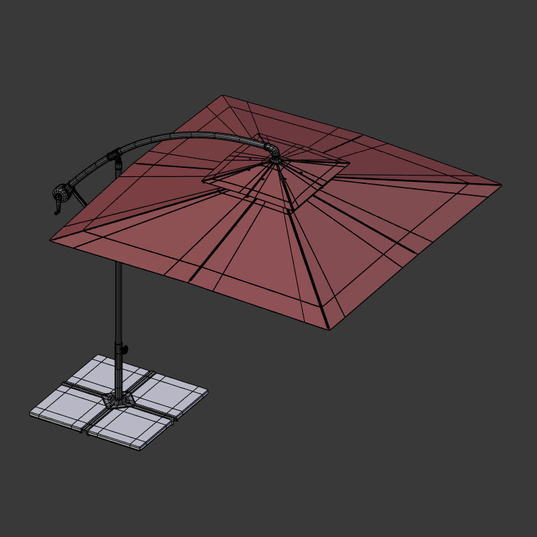 Patio Umbrella Low-poly 3D model_7