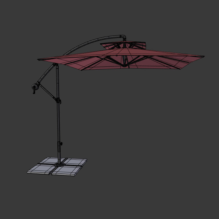 Patio Umbrella Low-poly 3D model_2