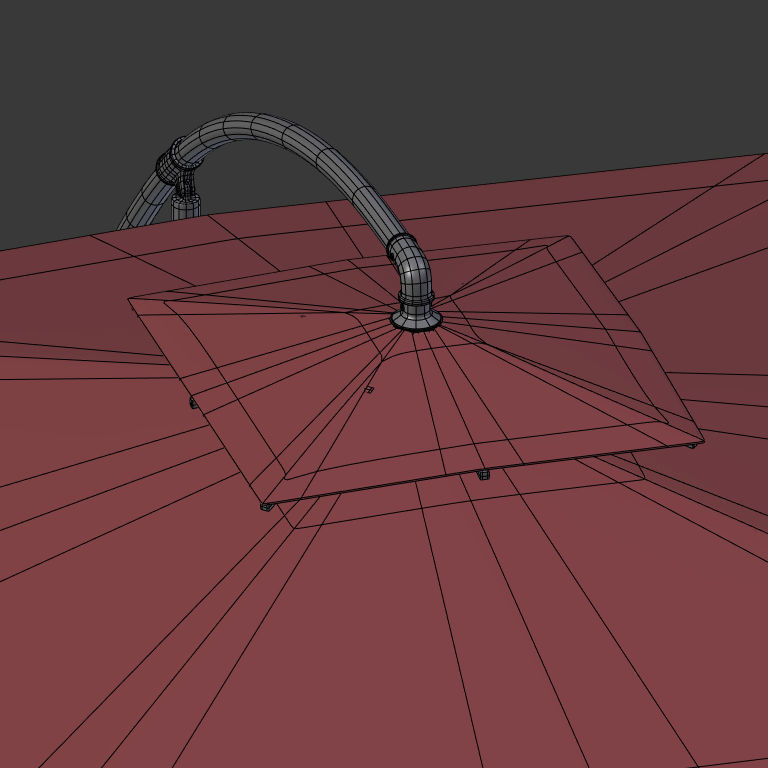 Patio Umbrella Low-poly 3D model_16
