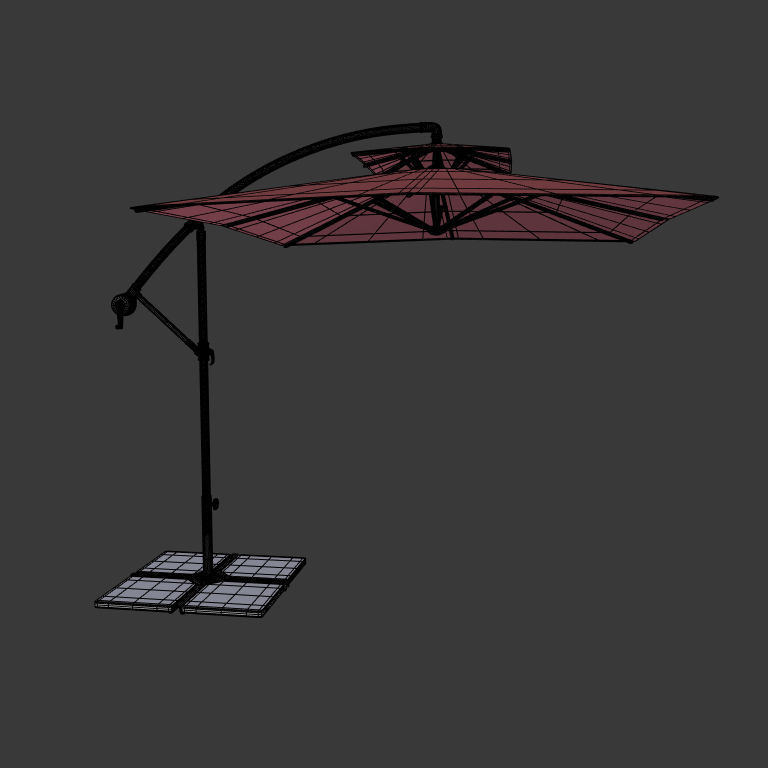Patio Umbrella Low-poly 3D model_3