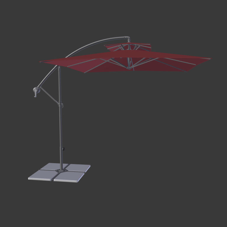 Patio Umbrella Low-poly 3D model_1