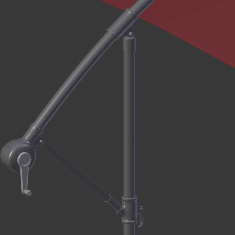 Patio Umbrella Low-poly 3D model_19