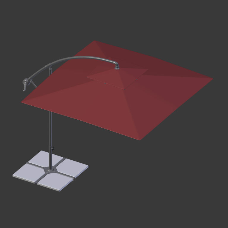 Patio Umbrella Low-poly 3D model_6