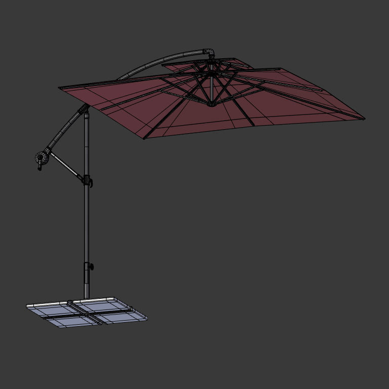 Patio Umbrella Low-poly 3D model_10