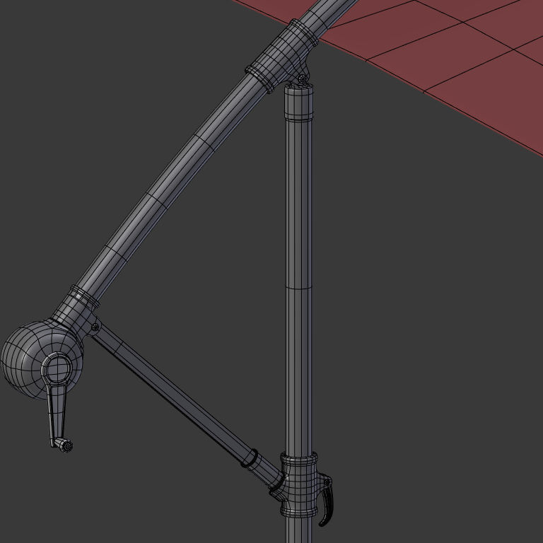 Patio Umbrella Low-poly 3D model_20