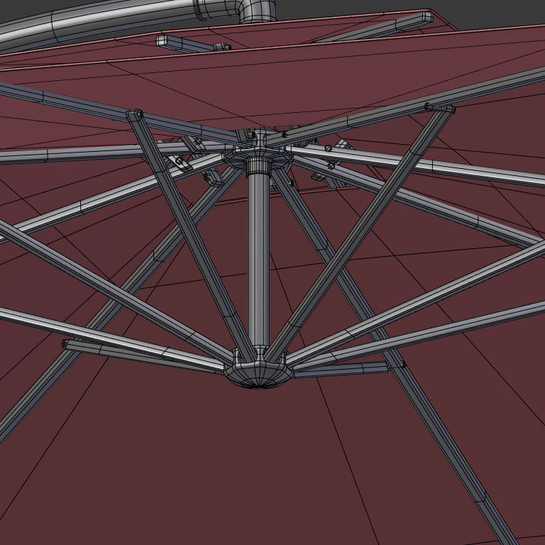 Patio Umbrella Low-poly 3D model_14