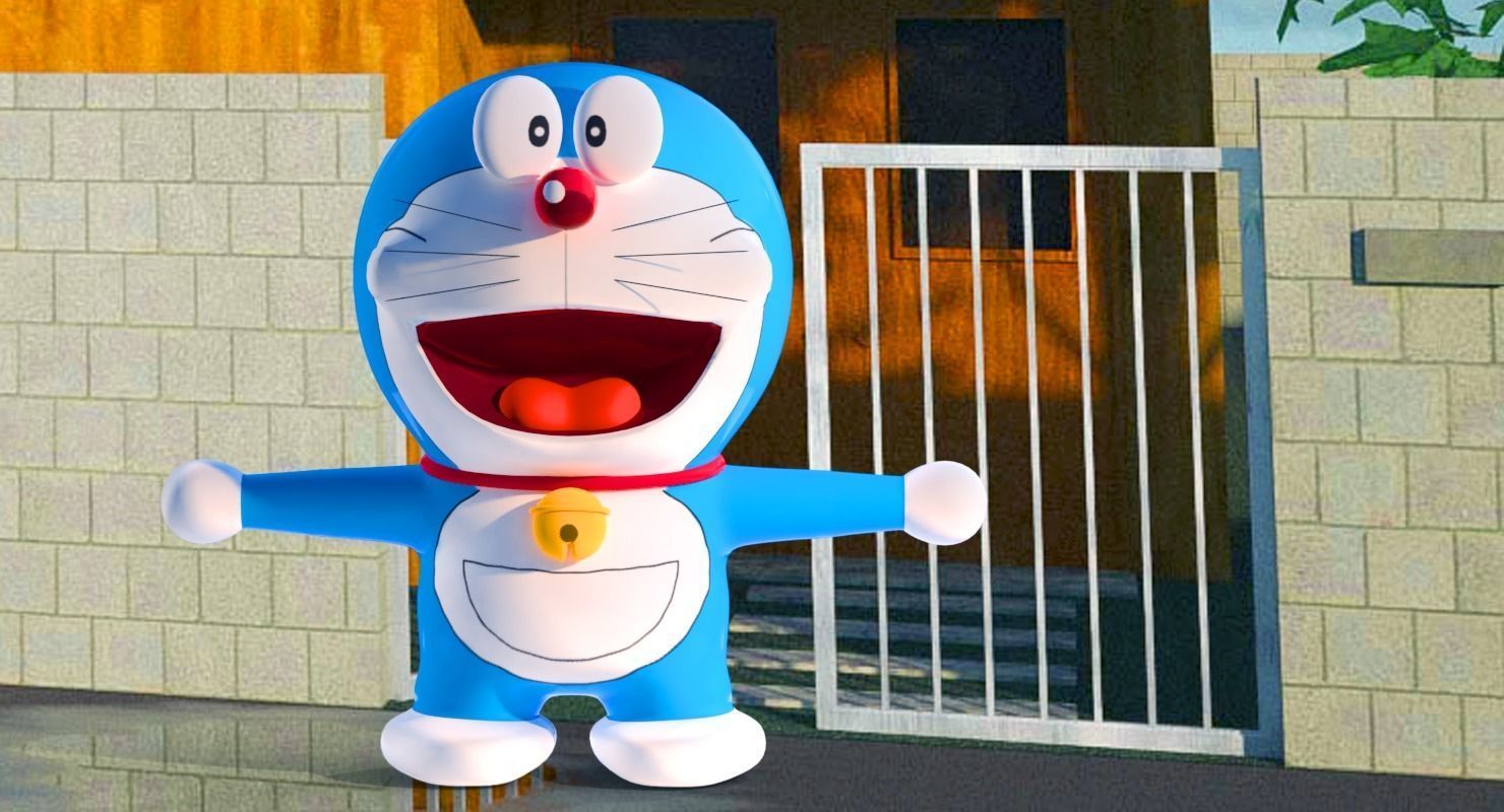 Doraemon Low Poly character Low-poly 3D model_1