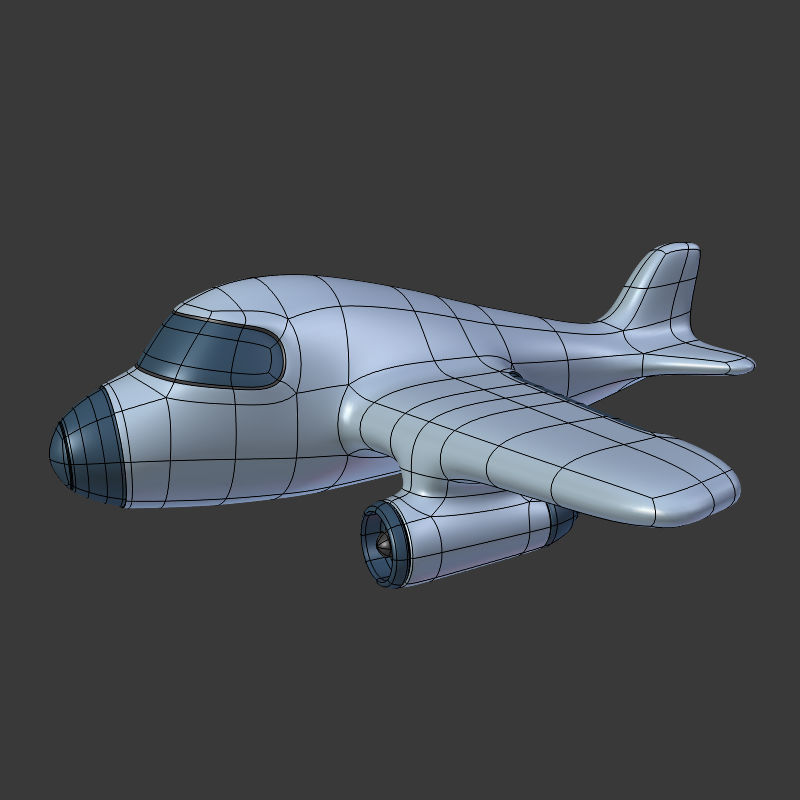 Cartoon Airplane Low-poly 3D model_3