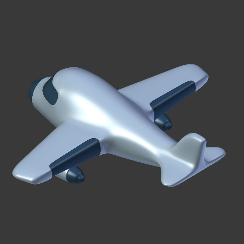 Cartoon Airplane Low-poly 3D model_12